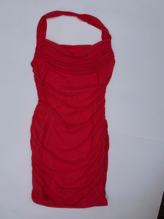 Dresses & Skirts - Stretchy Halter Ruched Pink Mini Dress